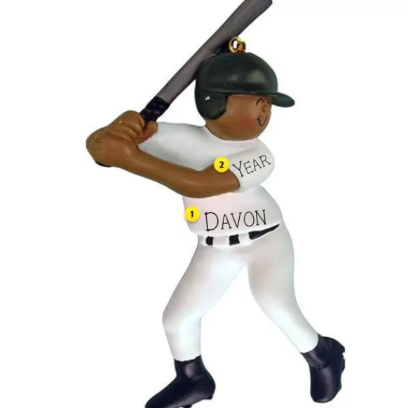 Cheap Ornament Central Personalized Baseball Player Ornament - African American Male