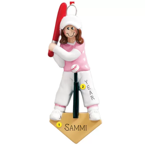 New Rudolph & Me Personalized Baseball T-Ball Girl Ornament