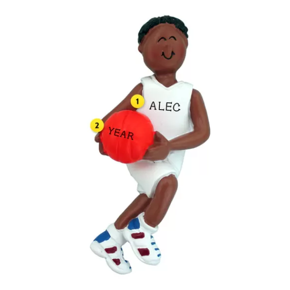 Hot Ornament Central Personalized Basketball Ornament - African-American Male