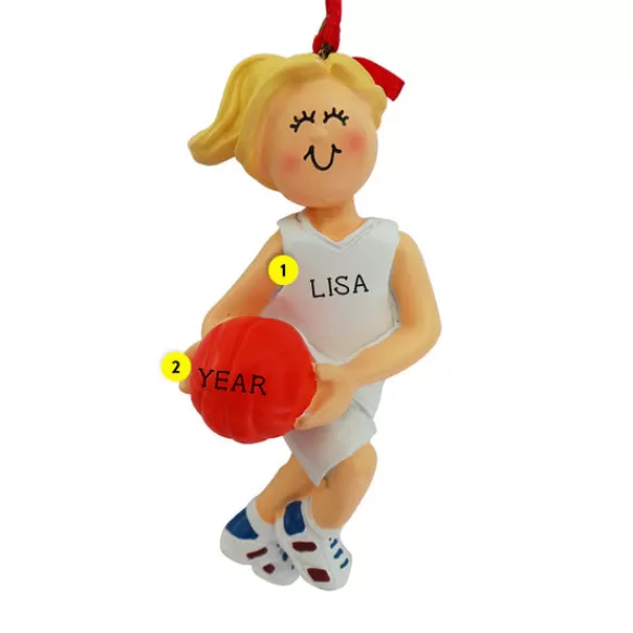 Outlet Ornament Central Personalized Basketball Ornament - Female, Blonde Hair