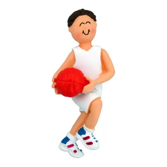 Outlet Ornament Central Personalized Basketball Ornament - Male, Brown Hair