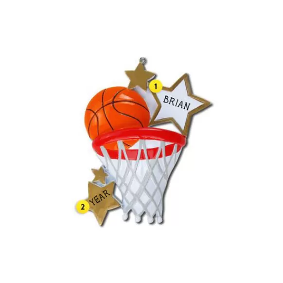 Clearance PolarX Personalized Basketball Star With Net Ornament