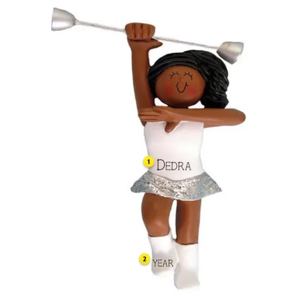 Store Ornament Central Personalized Baton Twirler Ornament - African American Female