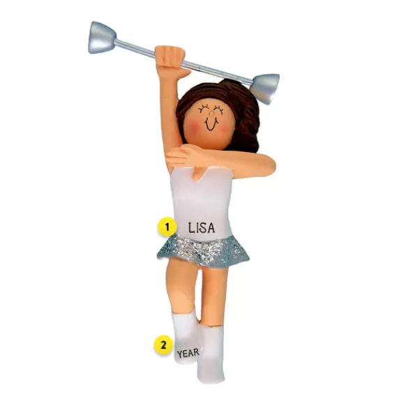 Sale Ornament Central Personalized Baton Twirler Ornament - Female, Brown Hair
