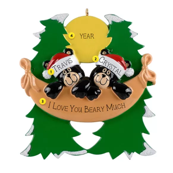 Cheap Personalized Bear Couple In A Hammock Ornament Couples