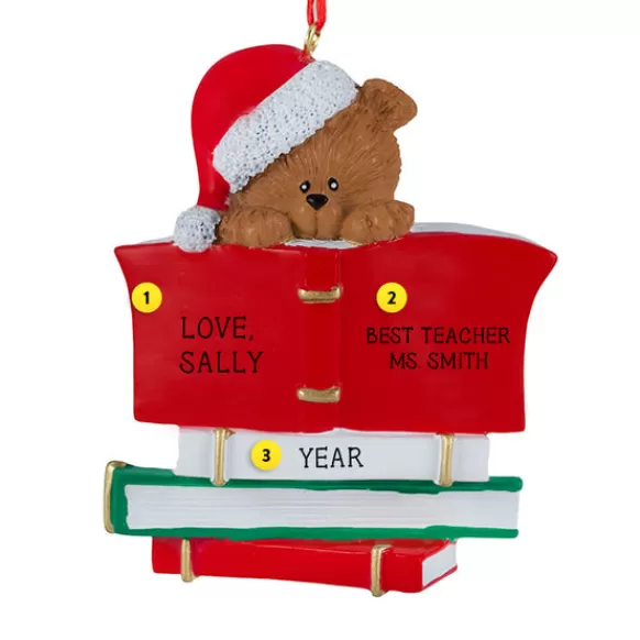Flash Sale Personalized Bear With Books Ornament Hobbies & Activities
