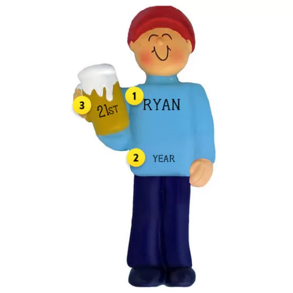 Clearance Ornament Central Personalized Beer Drinker / 21St Birthday Ornament