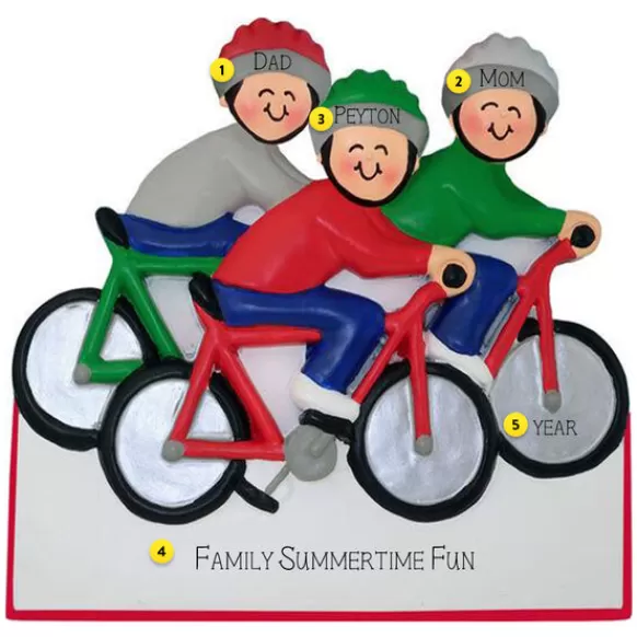Shop Ornament Central Personalized Bicycling Family Of 3 Ornament