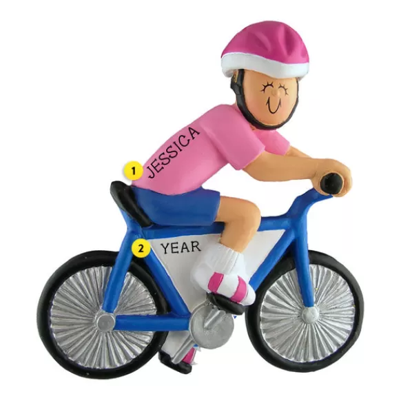 Store Ornament Central Personalized Bicyclist Ornament - Female