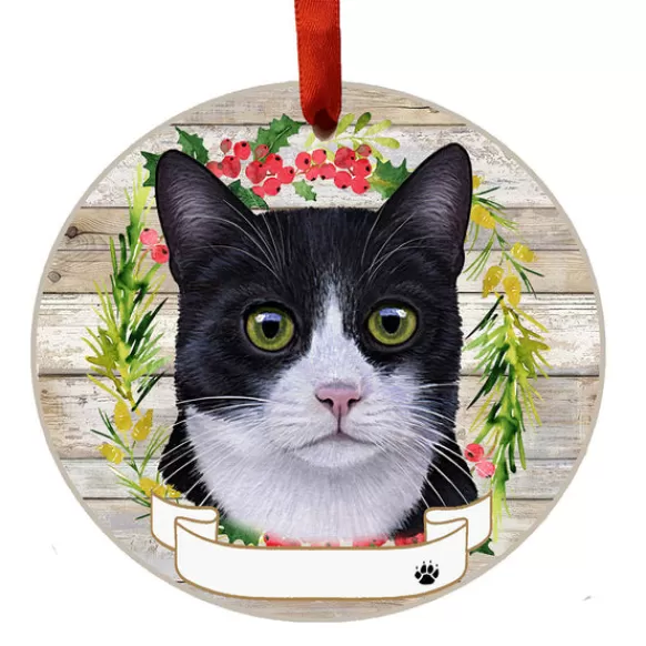 Cheap E & S Imports Personalized Black And White Cat Ornament