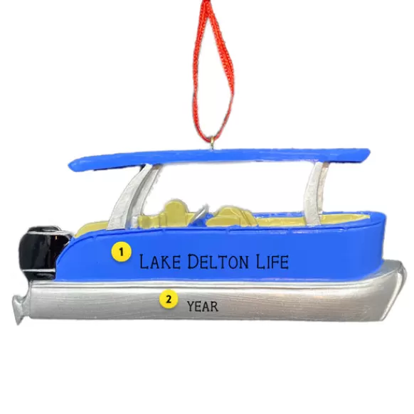 Fashion Rudolph & Me Personalized Blue Pontoon Ornament