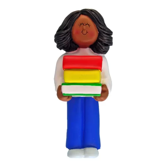 Hot Personalized Book Reader Ornament - African-American Female Hobbies & Activities