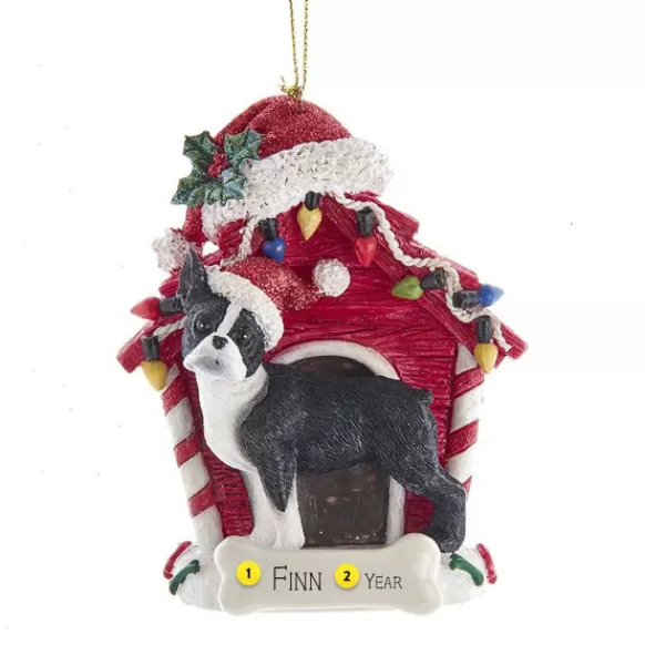 Store Kurt Adler Personalized Boston Terrier In Dog House Ornament
