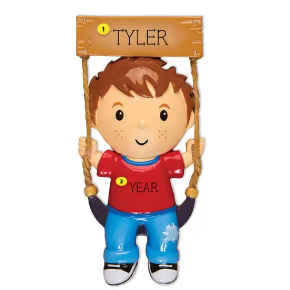 Sale Personalized Boy On Swing Ornament Growing Up