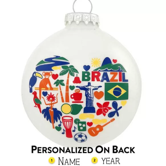 Clearance Bronners Personalized Brazil Glass Ornament
