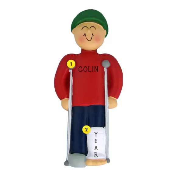 Cheap Ornament Central Personalized Broken Leg Ornament - Male
