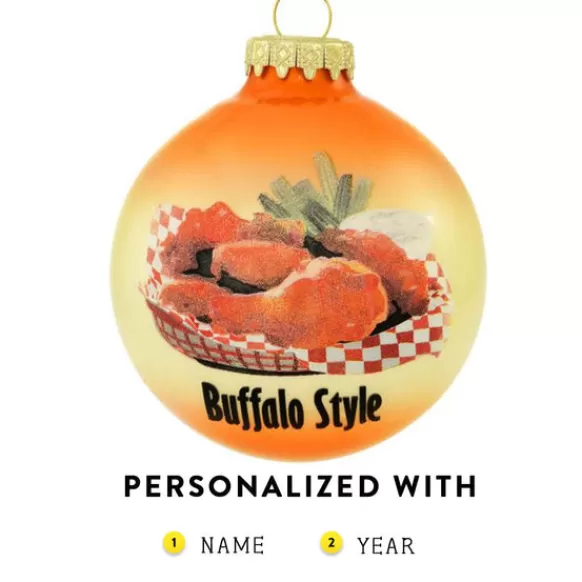 New Bronners Personalized Buffalo Style Chicken Wings Glass Ornament