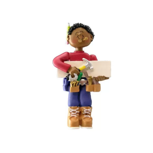 Best Sale Ornament Central Personalized Carpenter Ornament - African American Male