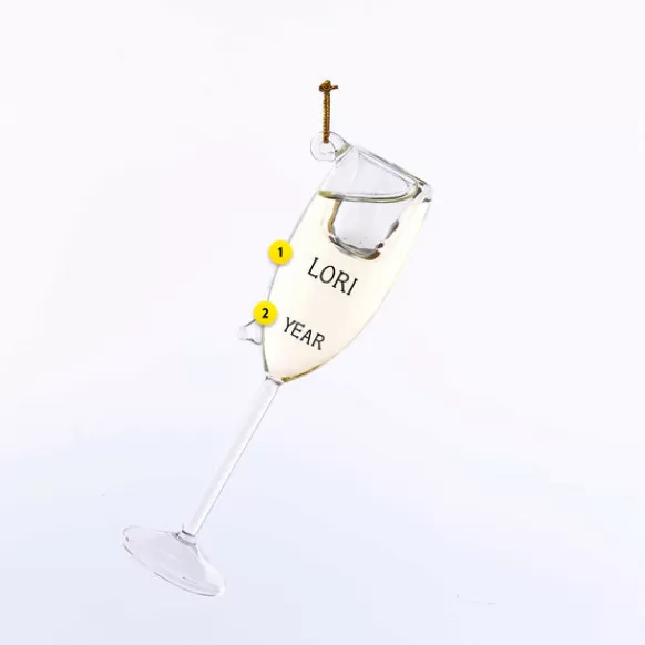 Fashion Kurt Adler Personalized Champagne Glass Ornament