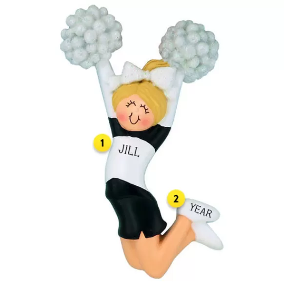 Store Ornament Central Personalized Cheerleader Black Uniform Ornament- Female, Blonde