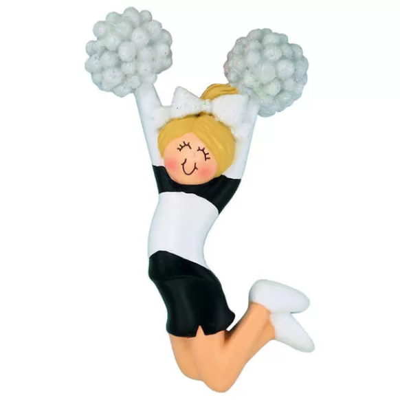 Store Ornament Central Personalized Cheerleader Black Uniform Ornament- Female, Blonde