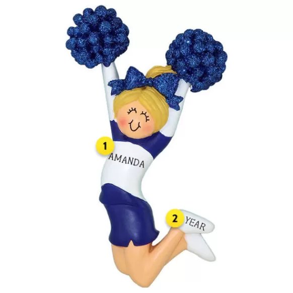 New Ornament Central Personalized Cheerleader Blue Uniform Ornament - Female, Blonde