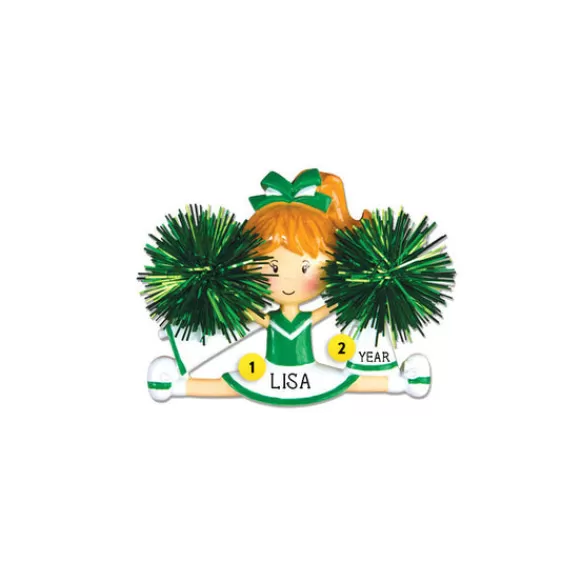 Clearance PolarX Personalized Cheerleader/Pom Ornament - Green