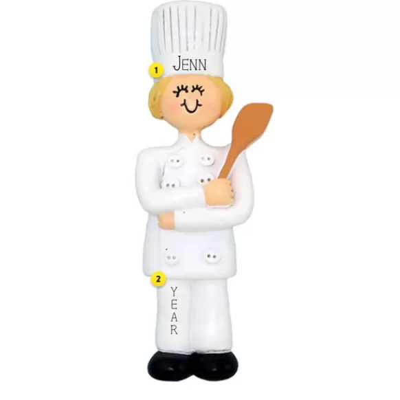 Clearance Ornament Central Personalized Chef Ornament - Female, Blonde Hair
