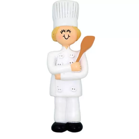 Clearance Ornament Central Personalized Chef Ornament - Female, Blonde Hair