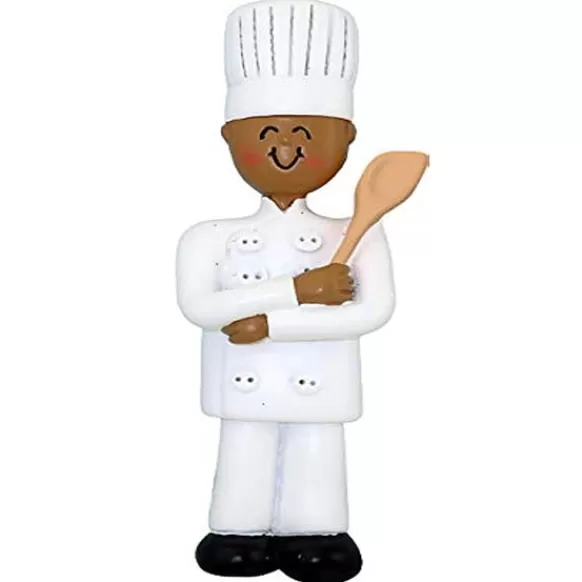 Cheap Ornament Central Personalized Chef Ornament - Male, African American