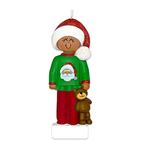 Cheap Ornament Central Personalized Child In Christmas Pajamas Ornament - African American Female