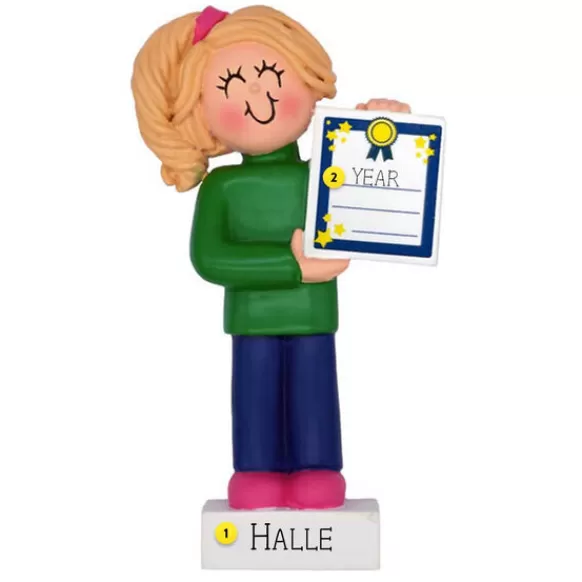 Flash Sale Personalized Child With Award - Female, Blonde Hair School Days