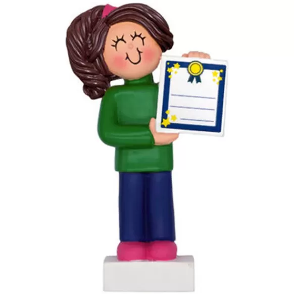 Outlet Personalized Child With Award - Female, Brunette Hair School Days