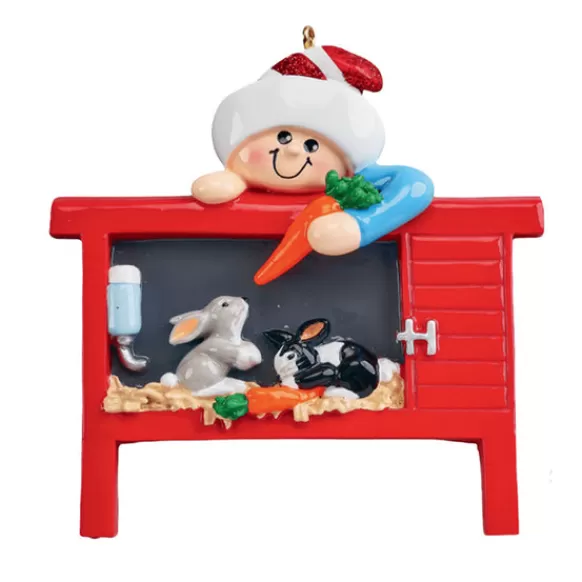 Best Sale Personalized Child With Bunny Hutch Ornament Animals