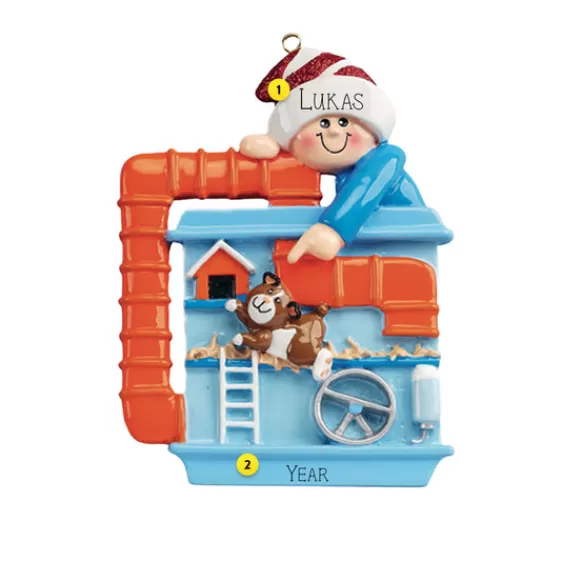 Clearance Personalized Child With Hamster/Guinea Pig Cage Ornament Animals