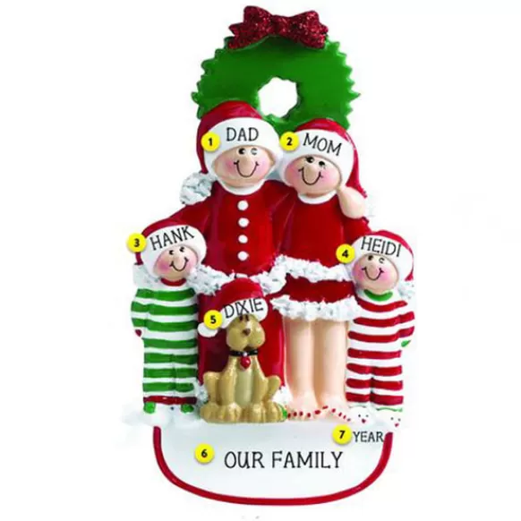 Discount Rudolph & Me Personalized Christmas Family Of 4 With Dog Ornament