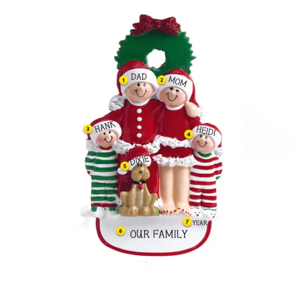 Shop Rudolph & Me Personalized Christmas Family Of 4 With Dog Ornament