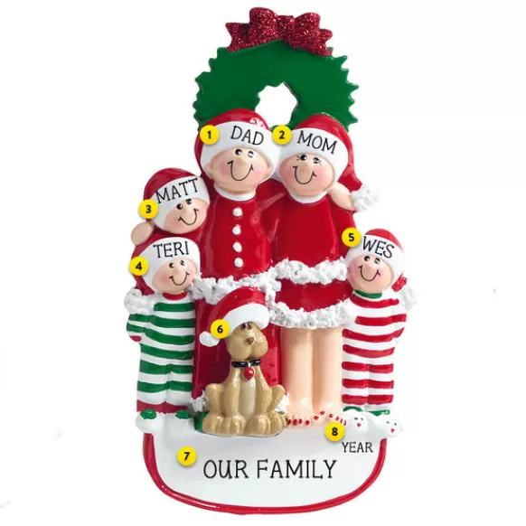 Shop Rudolph & Me Personalized Christmas Family Of 5 With Dog Ornament