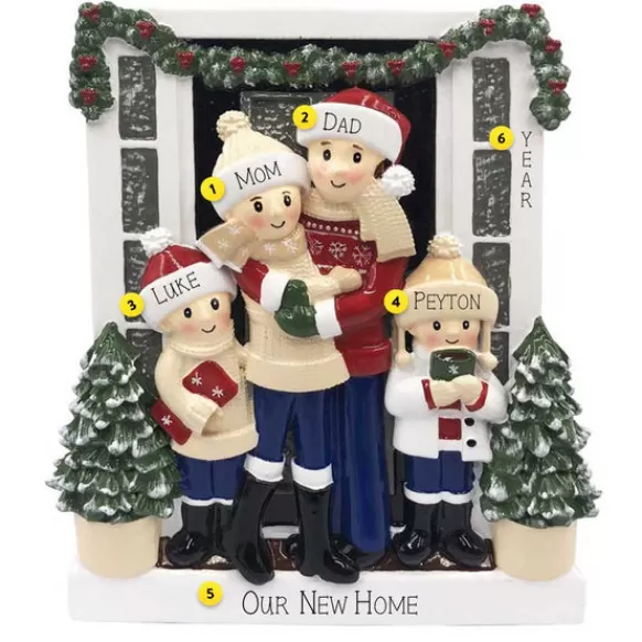 New Personalized Christmas Home Family Of 4 Ornament Home & Housewarming