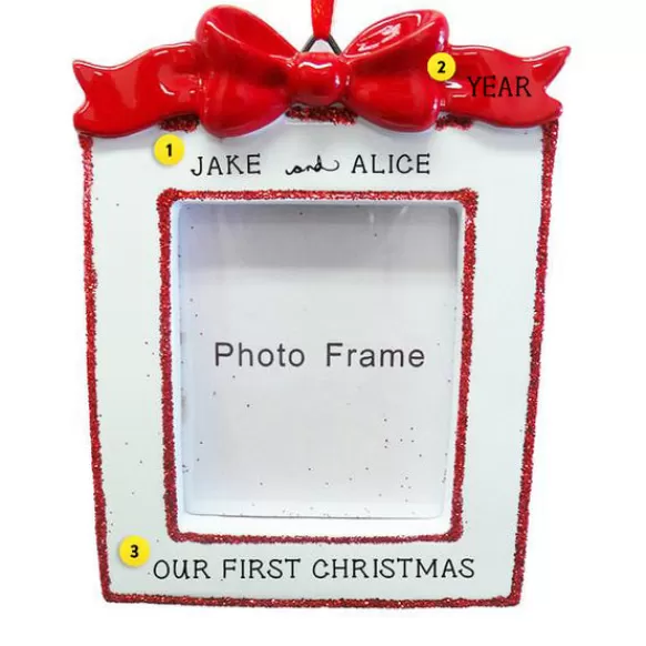 Best Sale Rudolph & Me Personalized Christmas Picture Frame With Bow Ornament