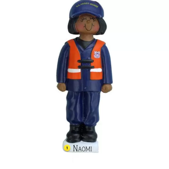 Cheap Personalized Coast Guard Ornament - Female African American Military & Patriotic