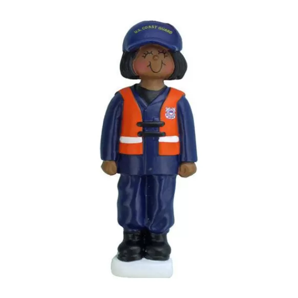 Cheap Personalized Coast Guard Ornament - Female African American Military & Patriotic