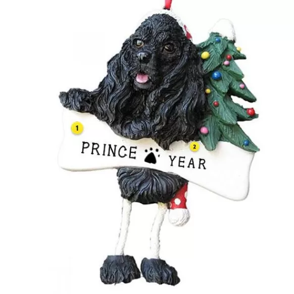 Store E & S Imports Personalized Cocker Spaniel Dog Ornament - Black