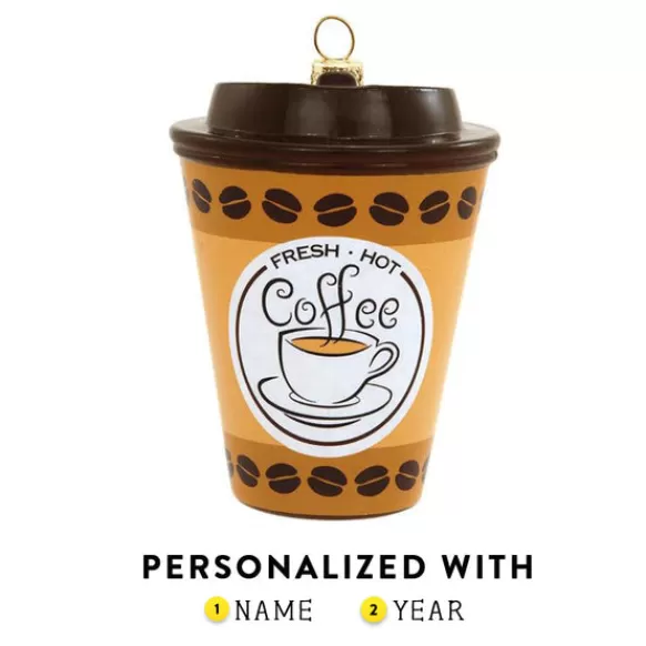 Best Sale Bronners Personalized Coffee Cup To Go Glass Ornament