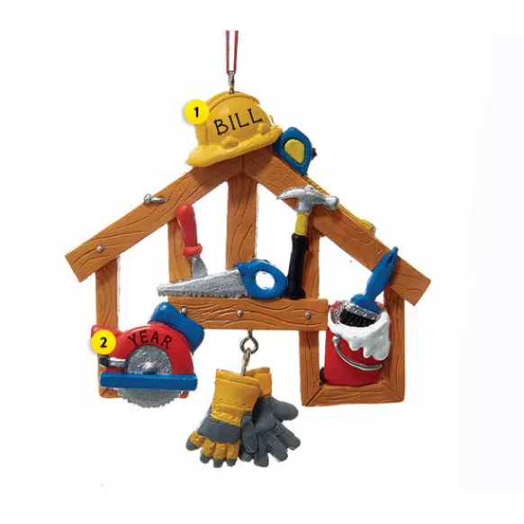 New Kurt Adler Personalized Construction Tools Ornament