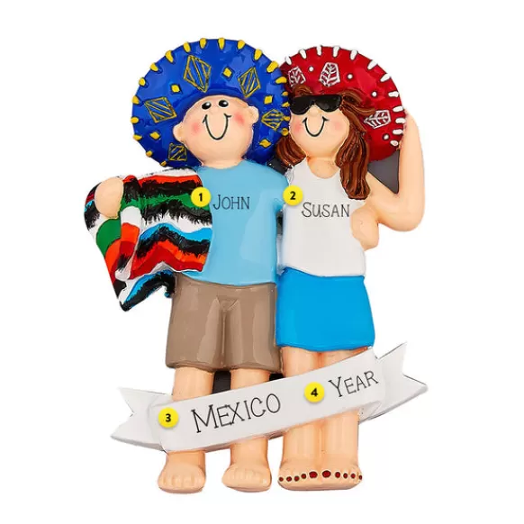 Fashion Rudolph & Me Personalized Couple In Mexico Ornament