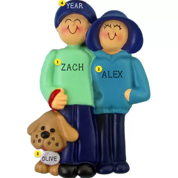 Cheap Personalized Couple With A Dog Ornament Couples