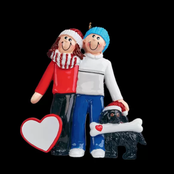 Sale Personalized Couple With Black Dog Ornament Couples