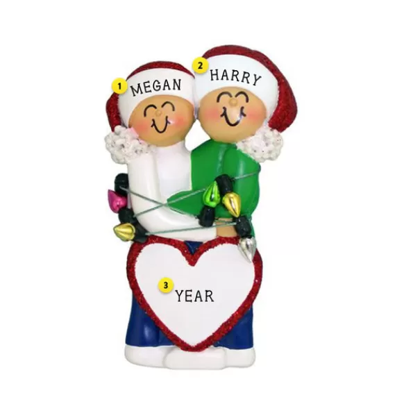 Flash Sale Personalized Couple Wrapped In Lights Ornament Couples