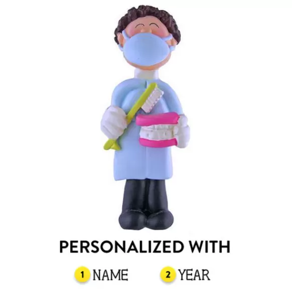 Online Ornament Central Personalized Dental Professional Ornament - Male, Brunette